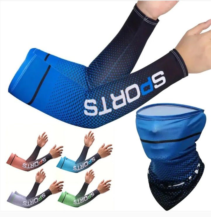 Kit Deportivo Mangas y Cuello AxoKinetic · protección UV UPF 50+ · combo para ciclismo, moto, running · microfibra transpirable · cuello multifuncional 7-en-1