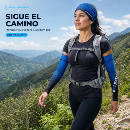 Mujer caminando con mangas Axo Kinetic