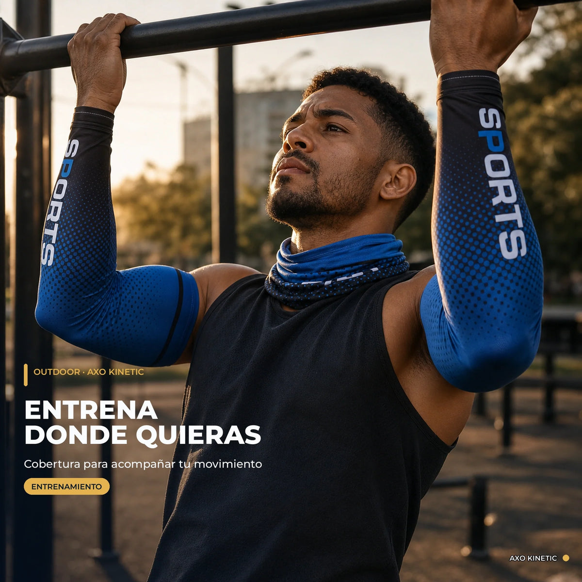 Hombre entrenando con mangas Axo Kinetic