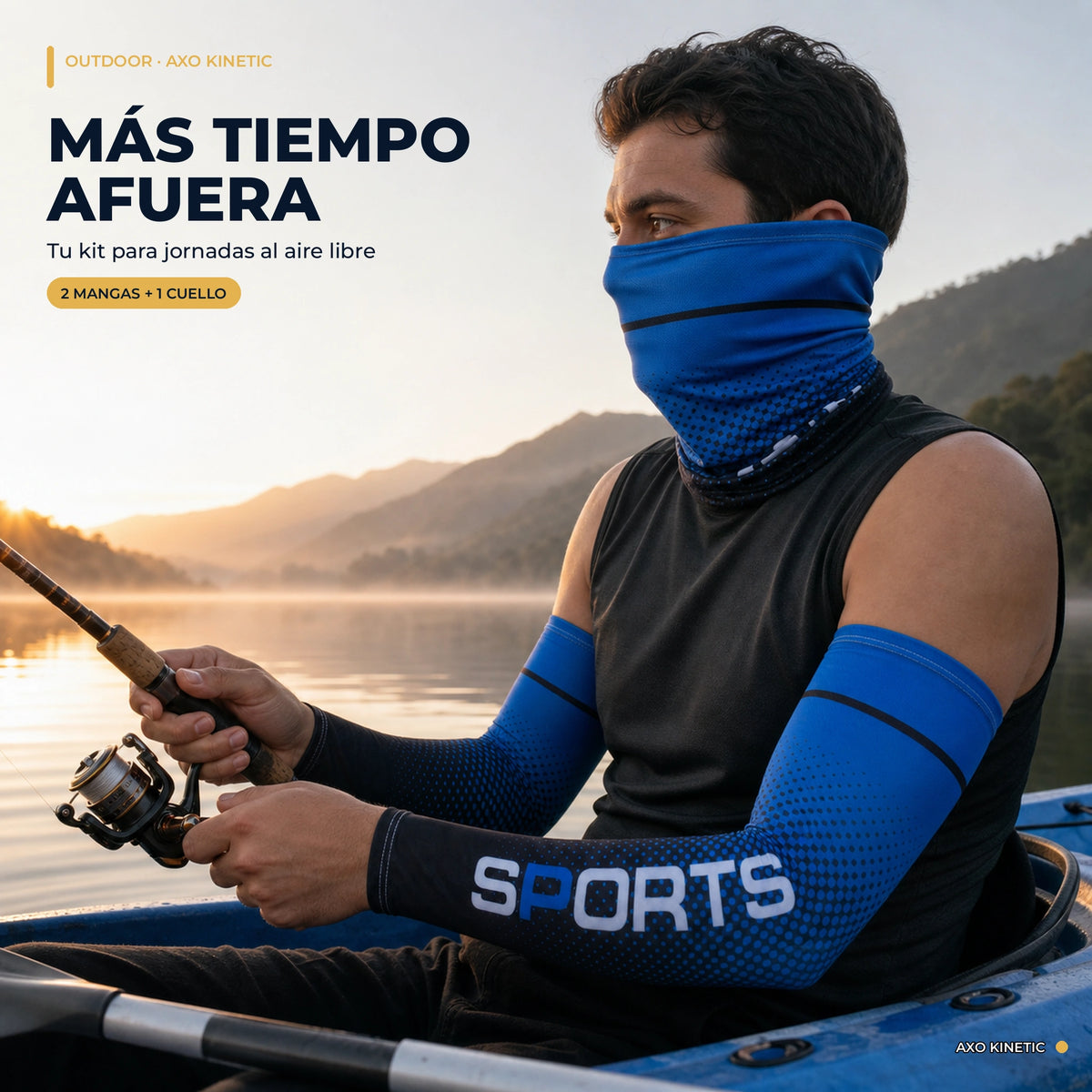 Hombre en kayak usando el kit Axo Kinetic