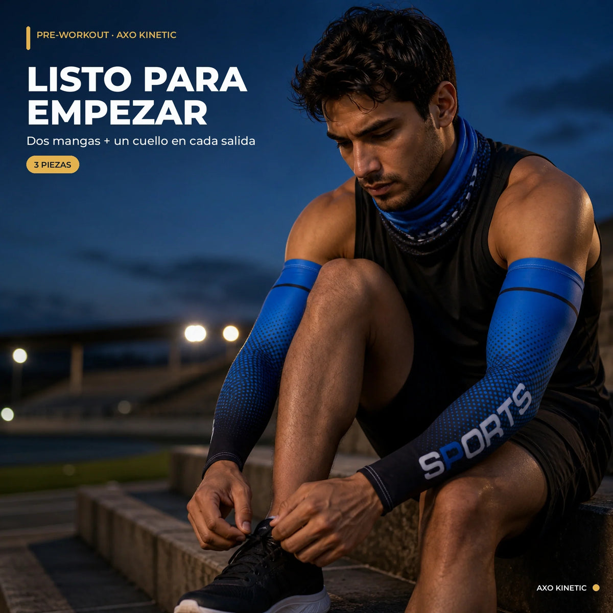 Hombre preparándose para entrenar con Axo Kinetic
